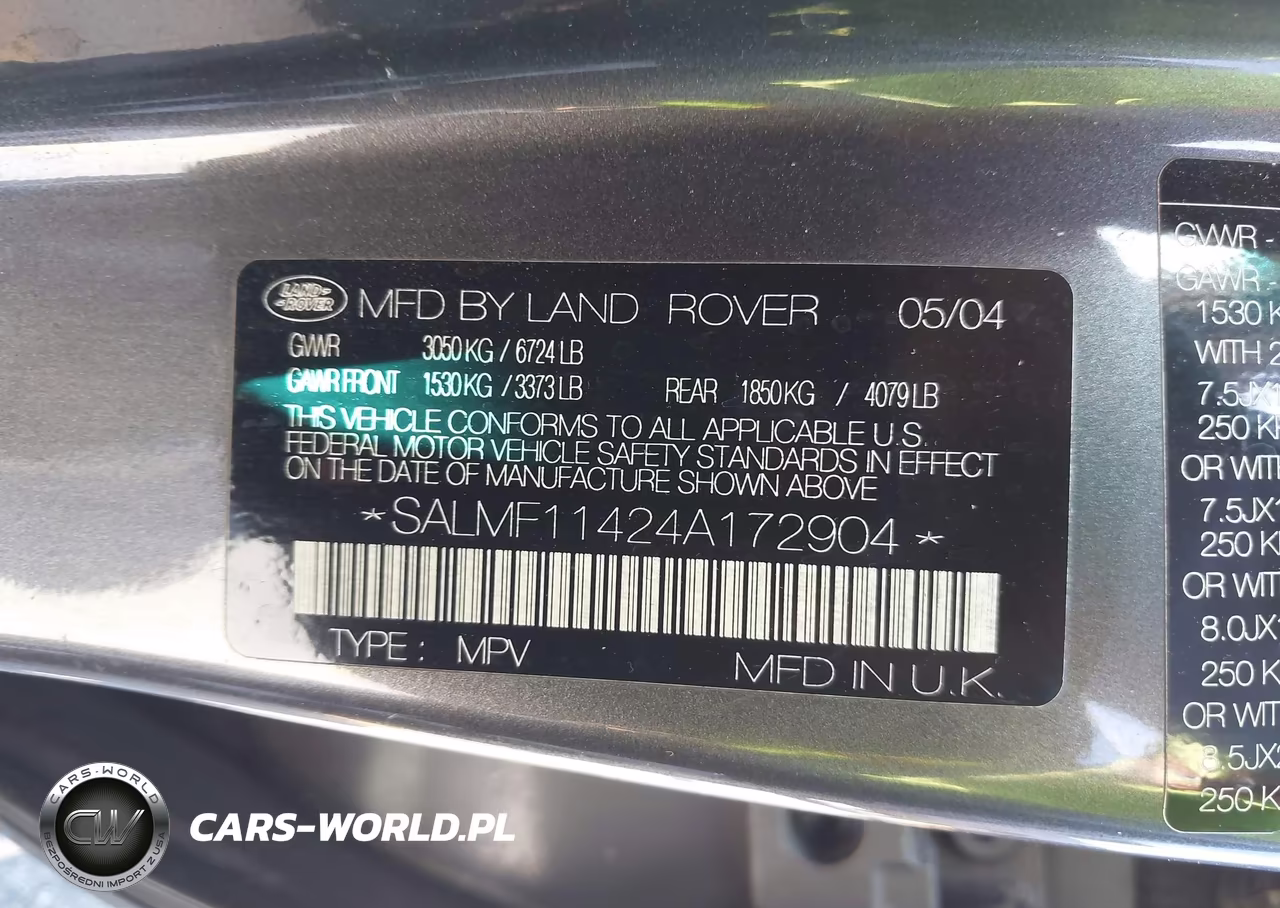 2004 Land Rover Range Rover Hse VIN:SALMF11424A172904 - 9
