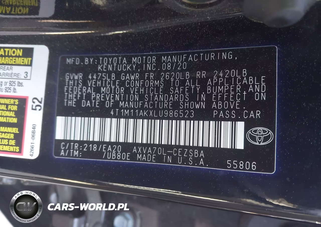 2020 Toyota Camry Se VIN:4T1M11AKXLU986523 - 9
