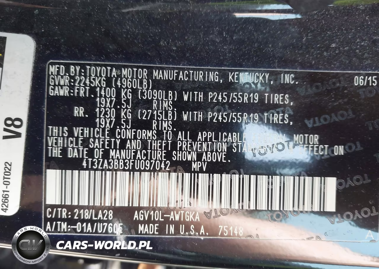 2015 Toyota Venza Xle VIN:4T3ZA3BB3FU097042 - 9