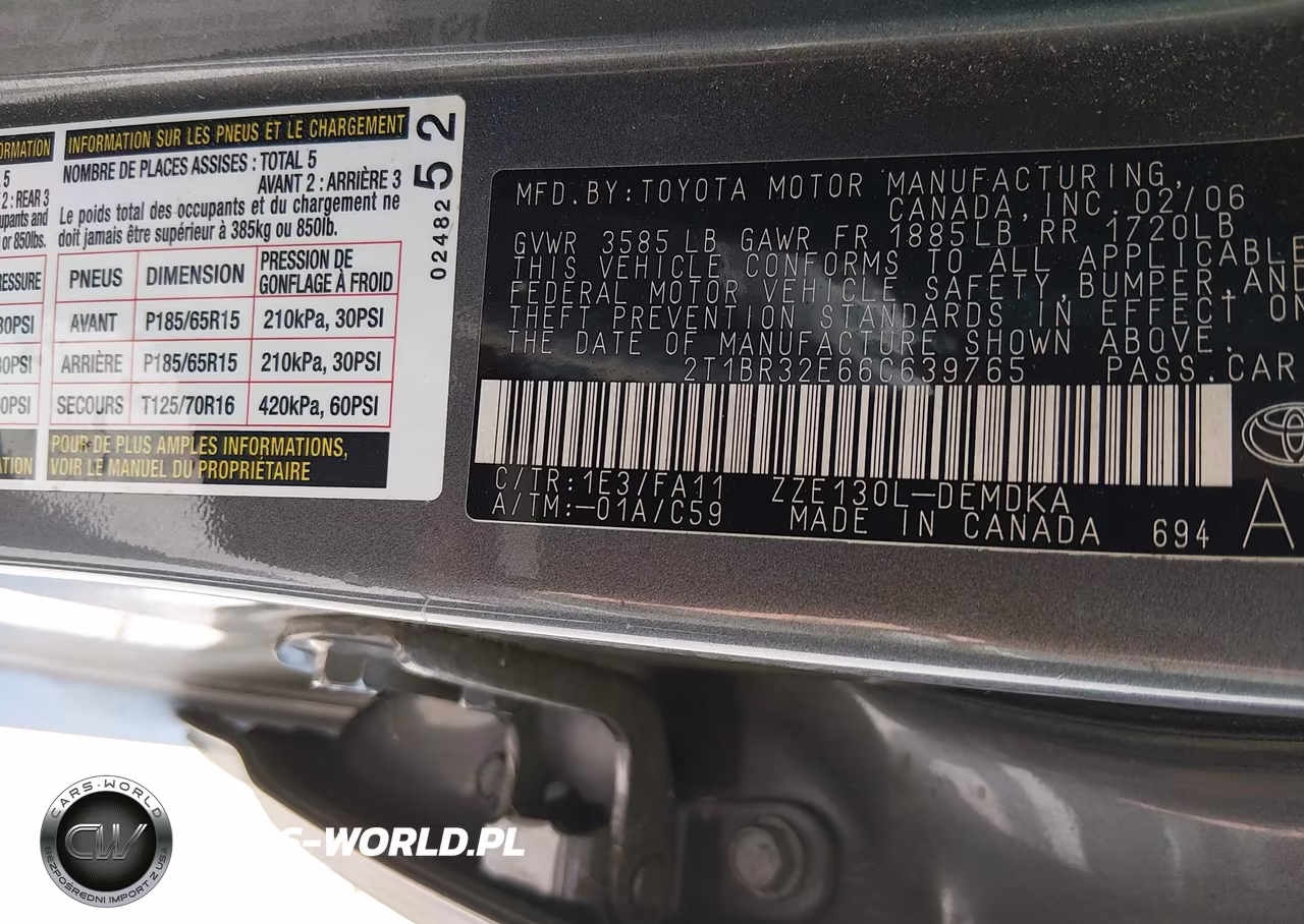 2006 Toyota Corolla Ce VIN:2T1BR32E66C639765 - 9
