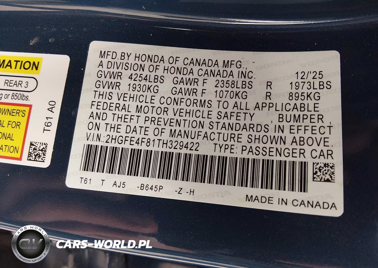 2026 Honda Civic Hybrid Sport-Sport Touring VIN:2HGFE4F81TH329422 - 9