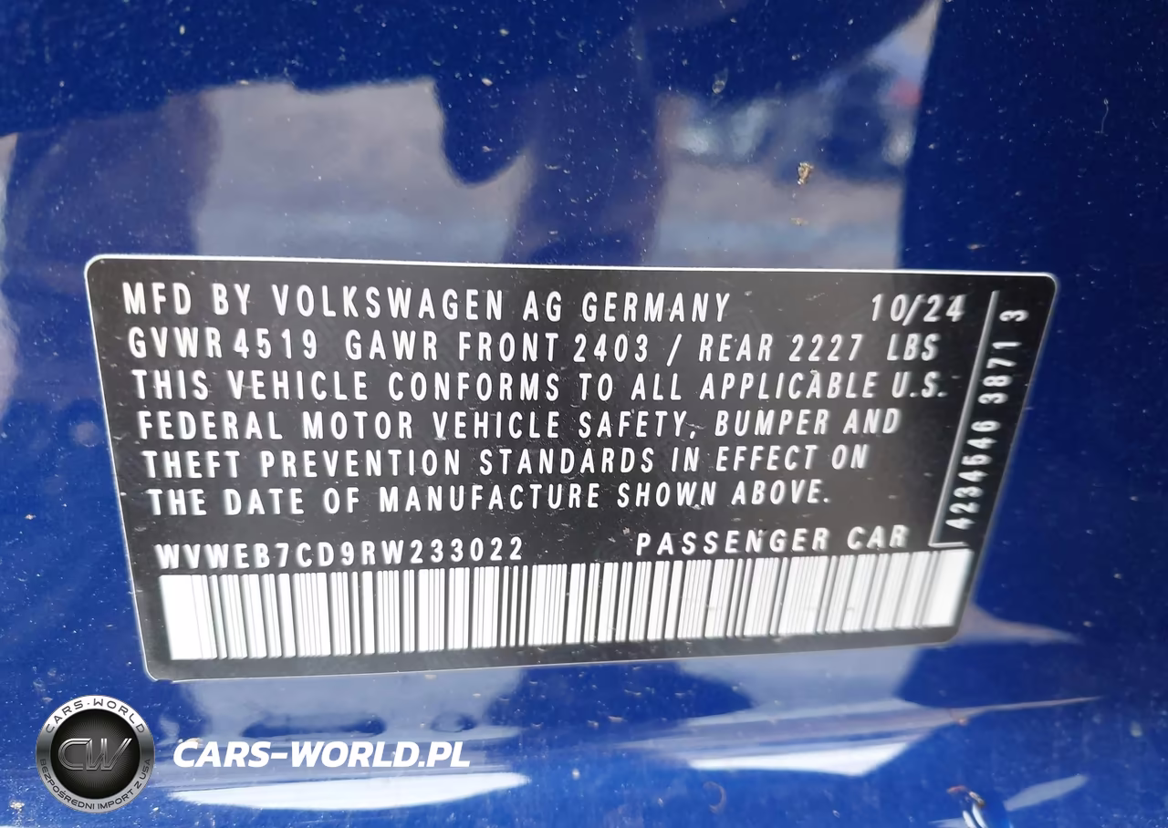 2024 Volkswagen Golf R 2.0T VIN:WVWEB7CD9RW233022 - 9
