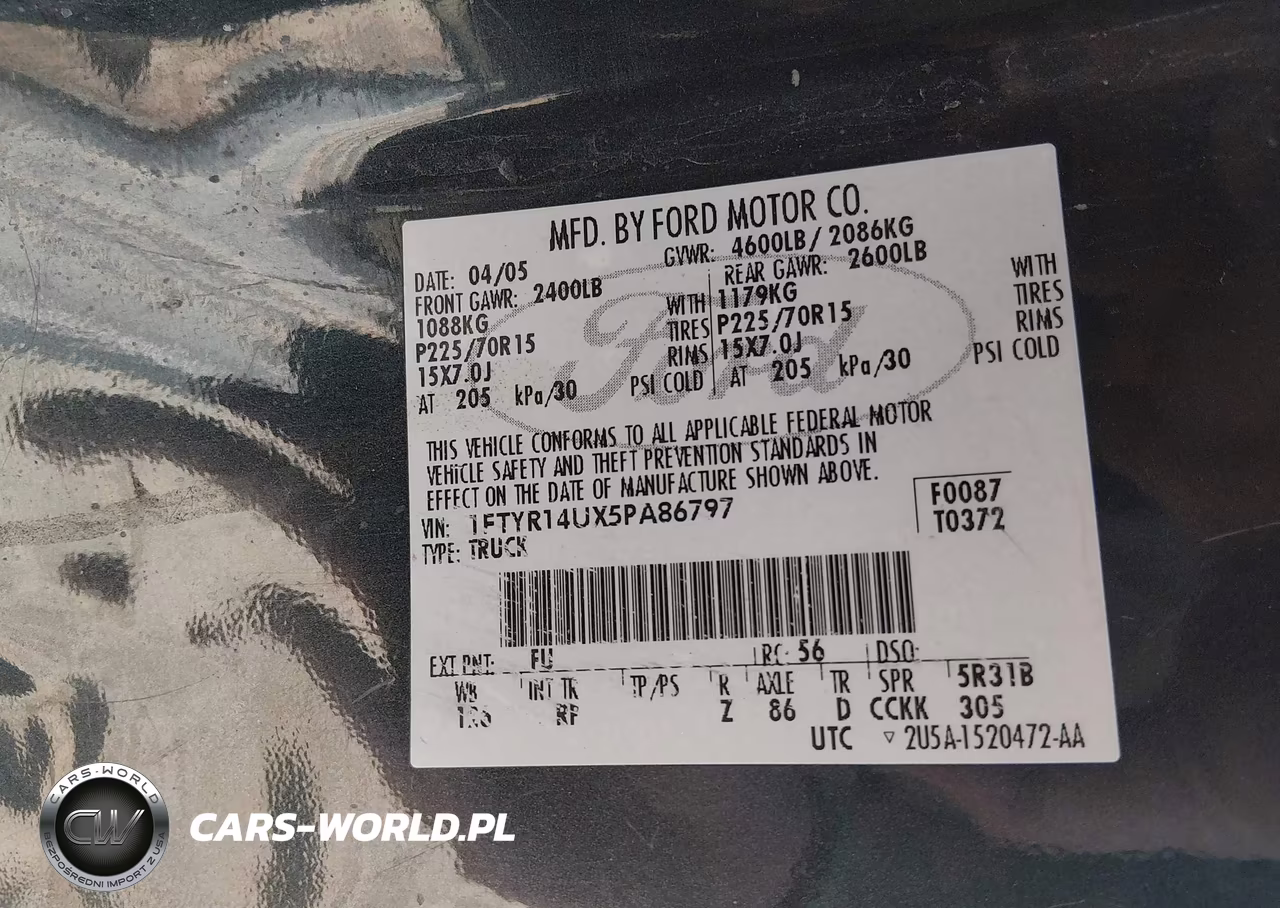 2005 Ford Ranger Edge-Stx-Xl-Xlt VIN:1FTYR14UX5PA86797 - 9