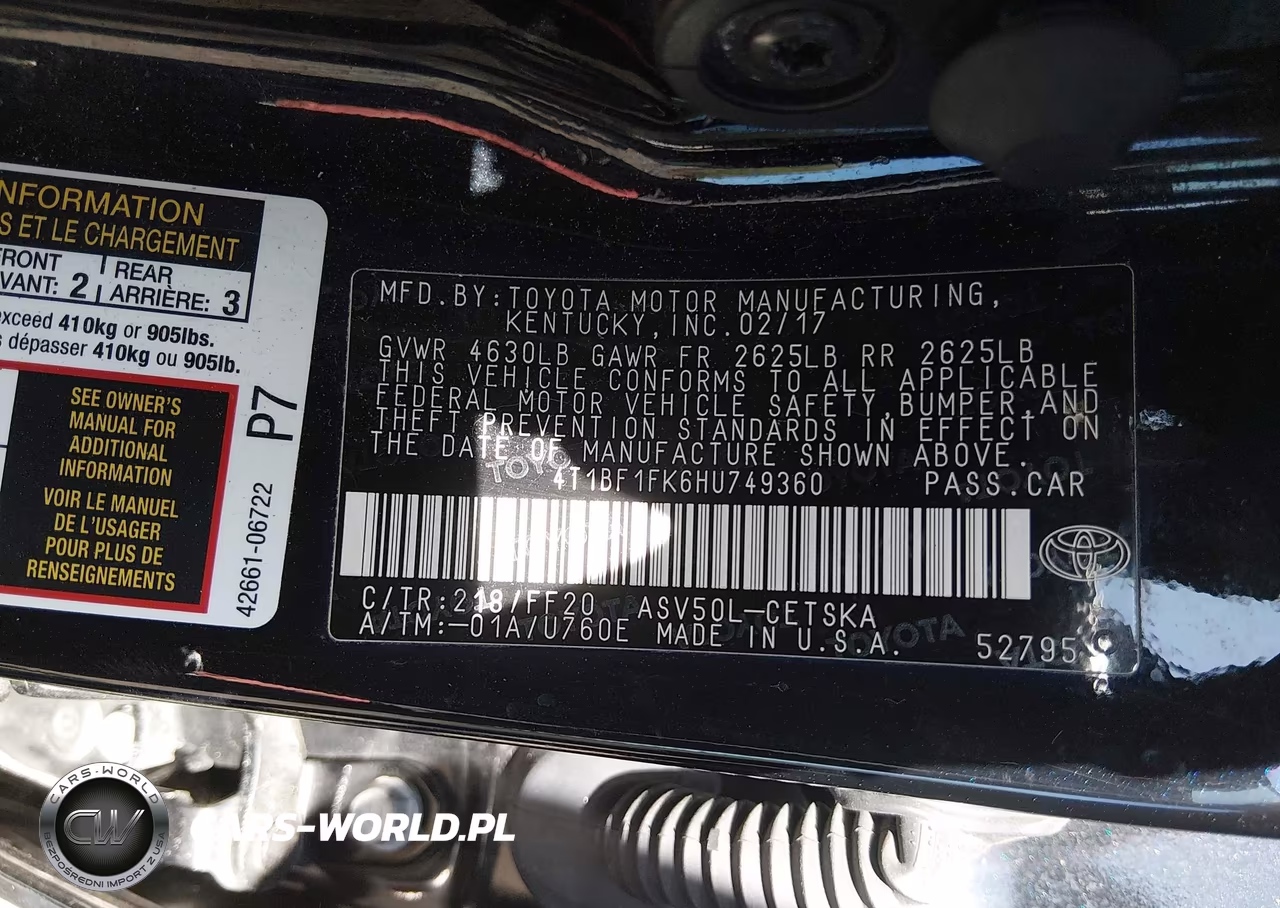 2017 Toyota Camry Se VIN:4T1BF1FK6HU749360 - 9