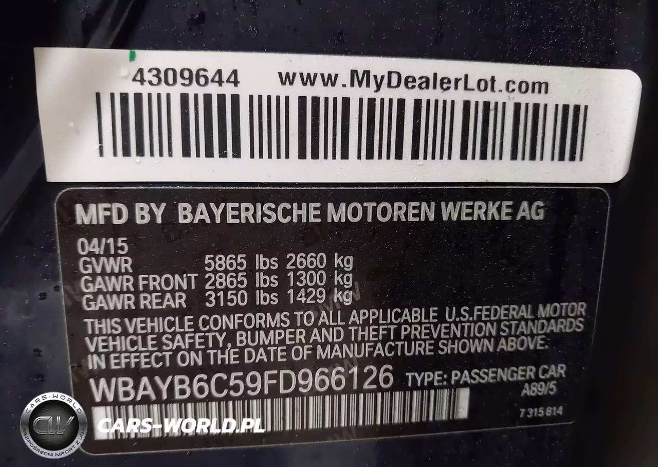 2015 BMW 750I xDrive VIN:WBAYB6C59FD966126 - 9
