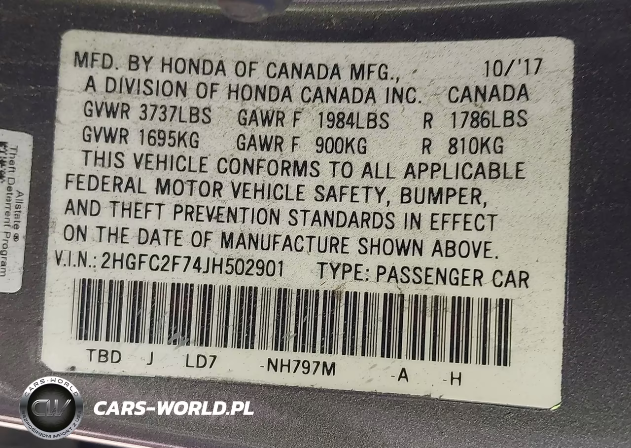 2018 Honda Civic Ex VIN:2HGFC2F74JH502901 - 9