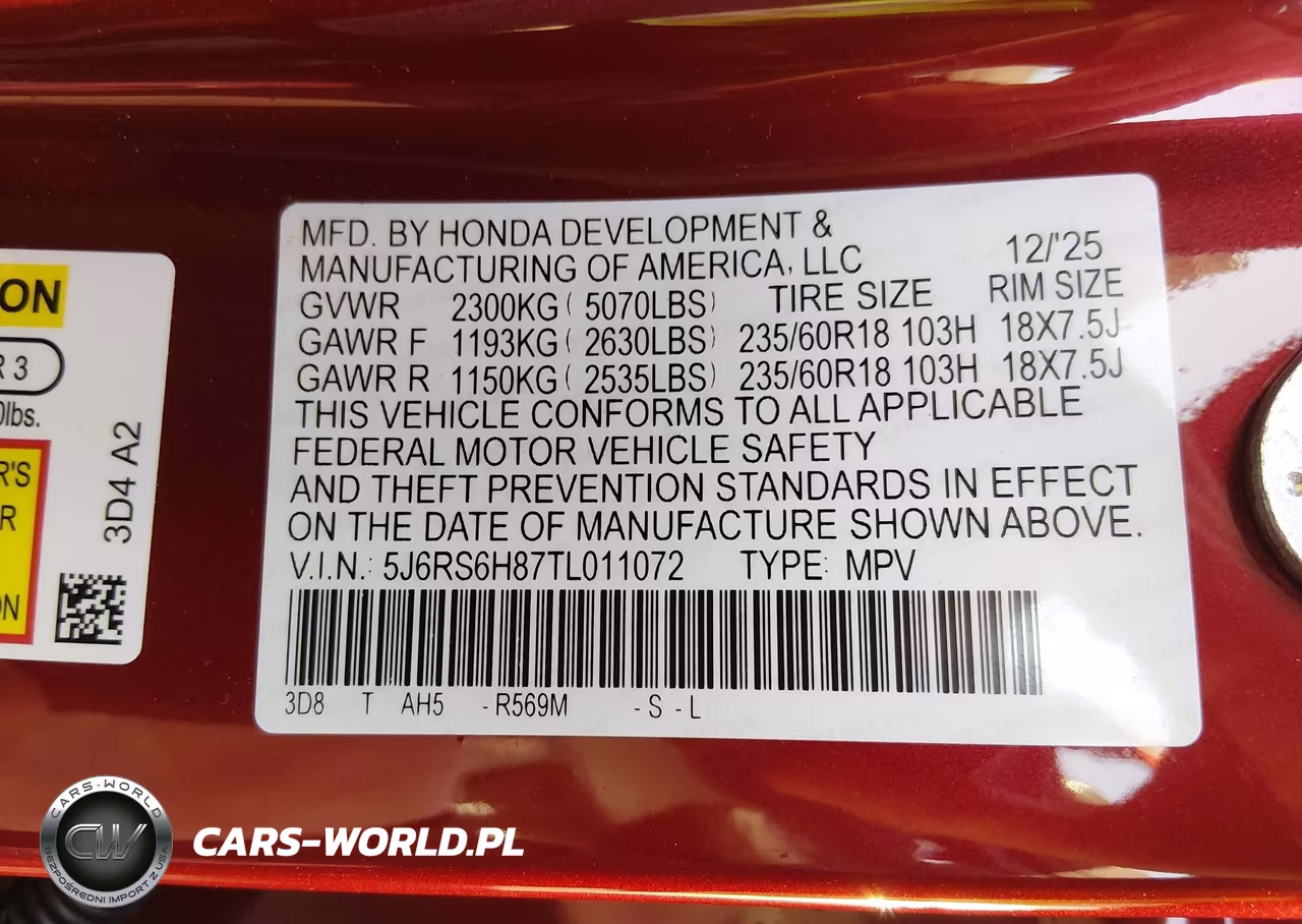2026 Honda Cr-V Hybrid Awd Sport-L VIN:5J6RS6H87TL011072 - 9