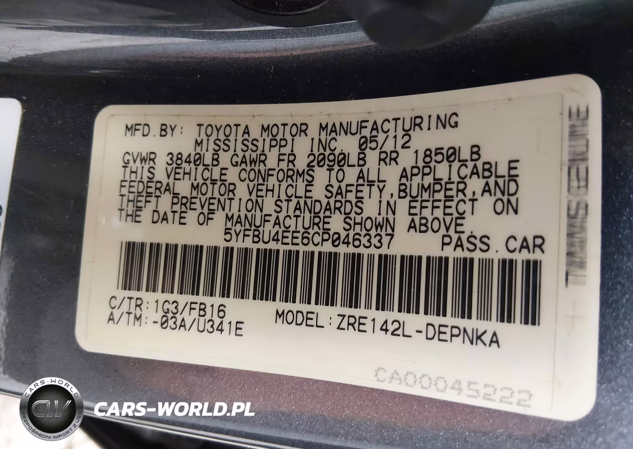 2012 Toyota Corolla Le VIN:5YFBU4EE6CP046337 - 9