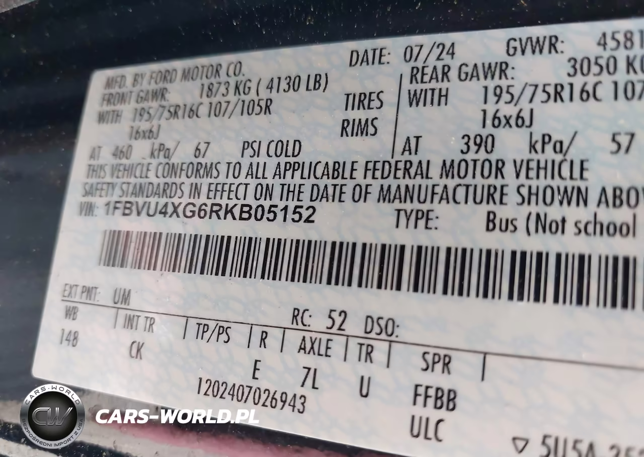 2024 Ford Transit-350 Passenger Van Xlt VIN:1FBVU4XG6RKB05152 - 8