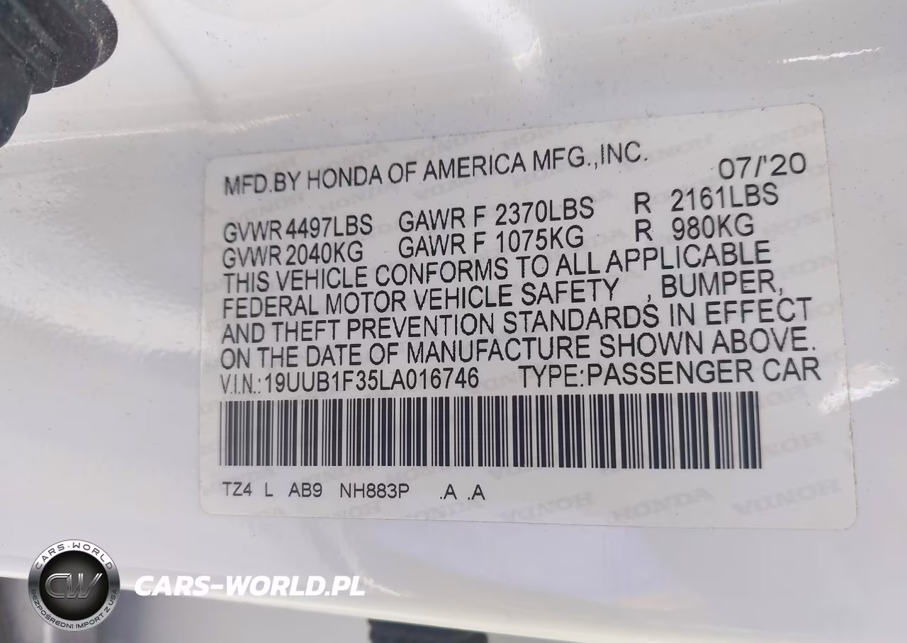 2020 Acura Tlx Standard VIN:19UUB1F35LA016746 - 9