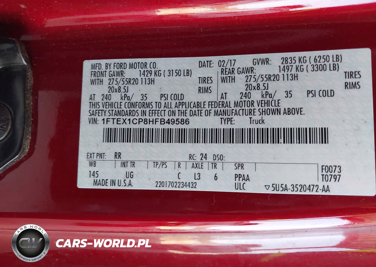 2017 Ford F-150 Xlt VIN:1FTEX1CP8HFB49586 - 9