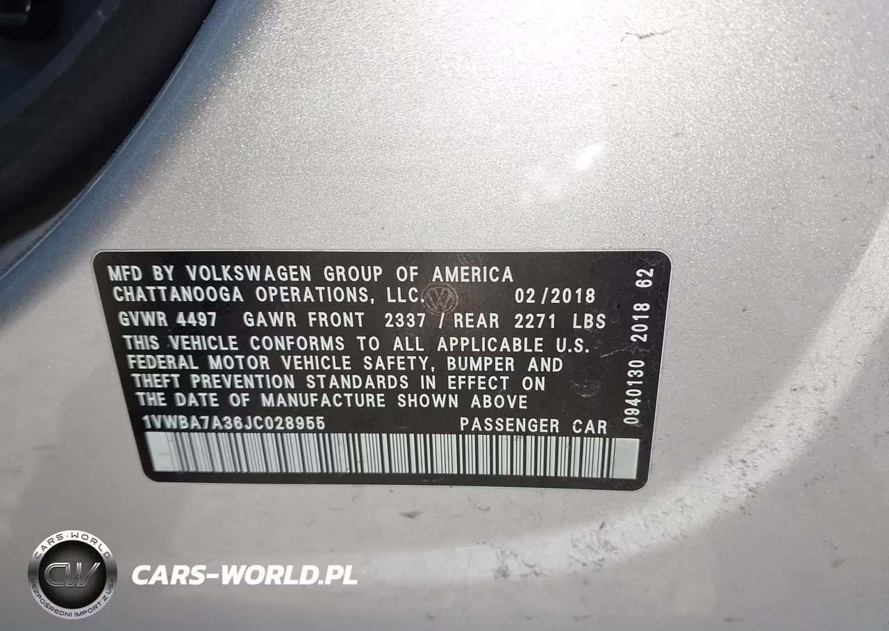 2018 Volkswagen Passat 2.0T Se VIN:1VWBA7A36JC028955 - 9