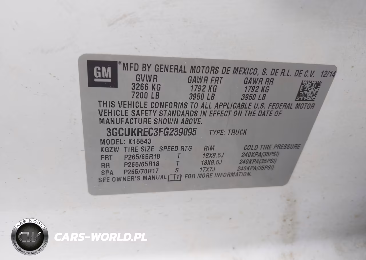2015 Chevrolet Silverado 1500 2Lt VIN:3GCUKREC3FG239095 - 9