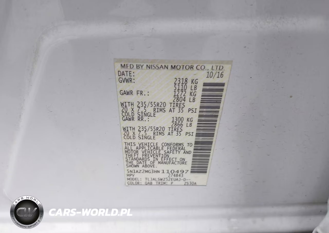 2017 Nissan Murano Platinum VIN:5N1AZ2MG3HN110497 - 9