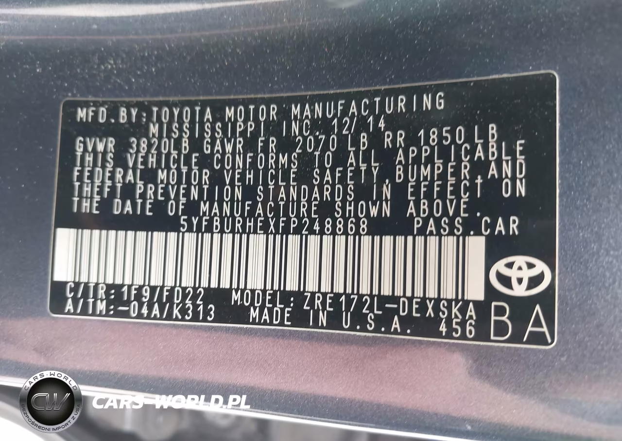 2015 Toyota Corolla S Plus VIN:5YFBURHEXFP248868 - 9