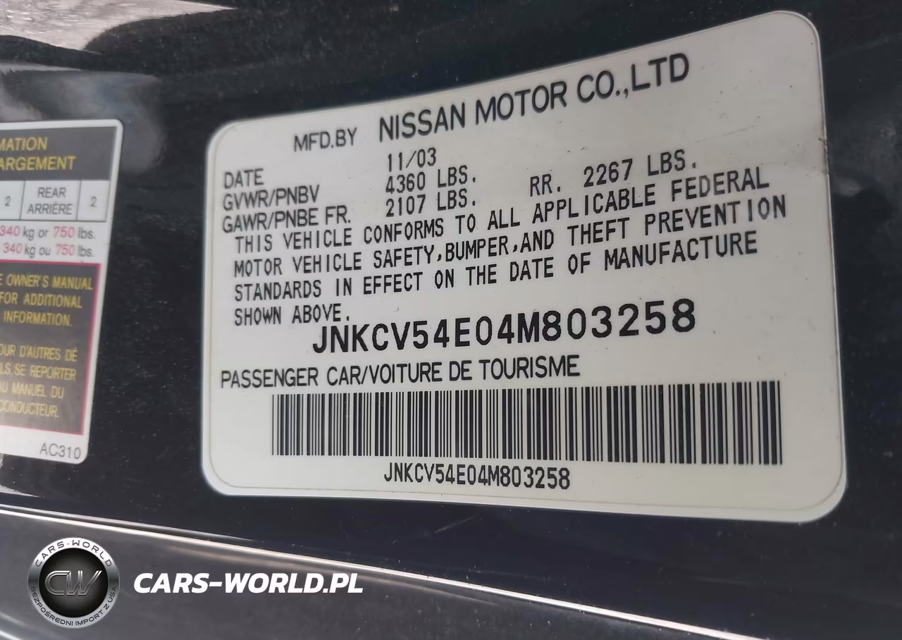 2004 Infiniti G35 VIN:JNKCV54E04M803258 - 9