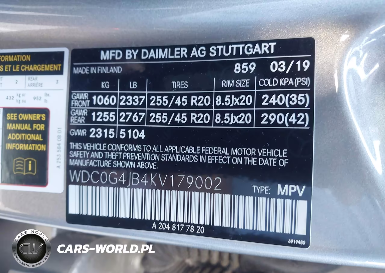 2019 Mercedes-Benz Glc 300 VIN:WDC0G4JB4KV179002 - 9