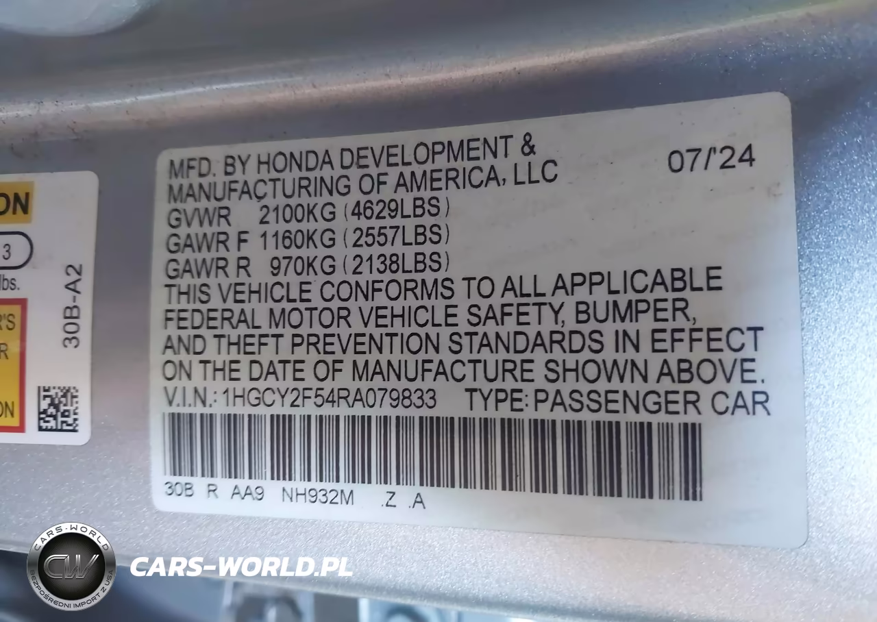 2024 Honda Accord Hybrid Sport VIN:1HGCY2F54RA079833 - 9