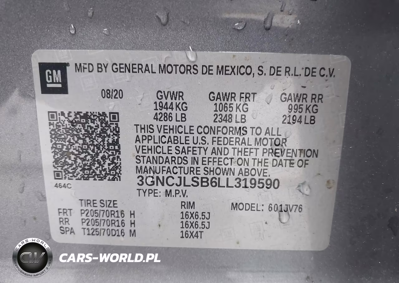 2020 Chevrolet Trax Fwd Lt VIN:3GNCJLSB6LL319590 - 9