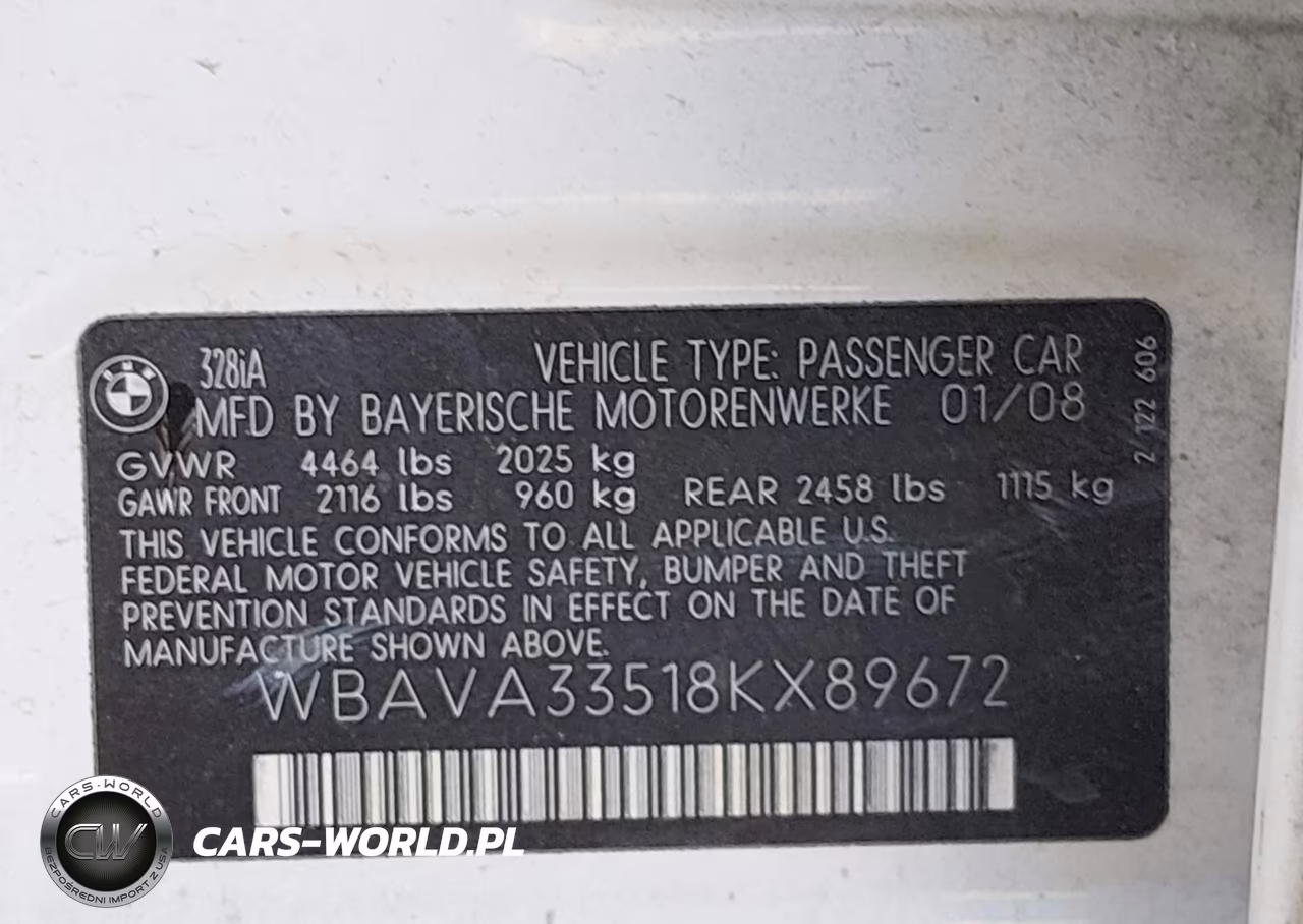 2008 BMW 328I VIN:WBAVA33518KX89672 - 9