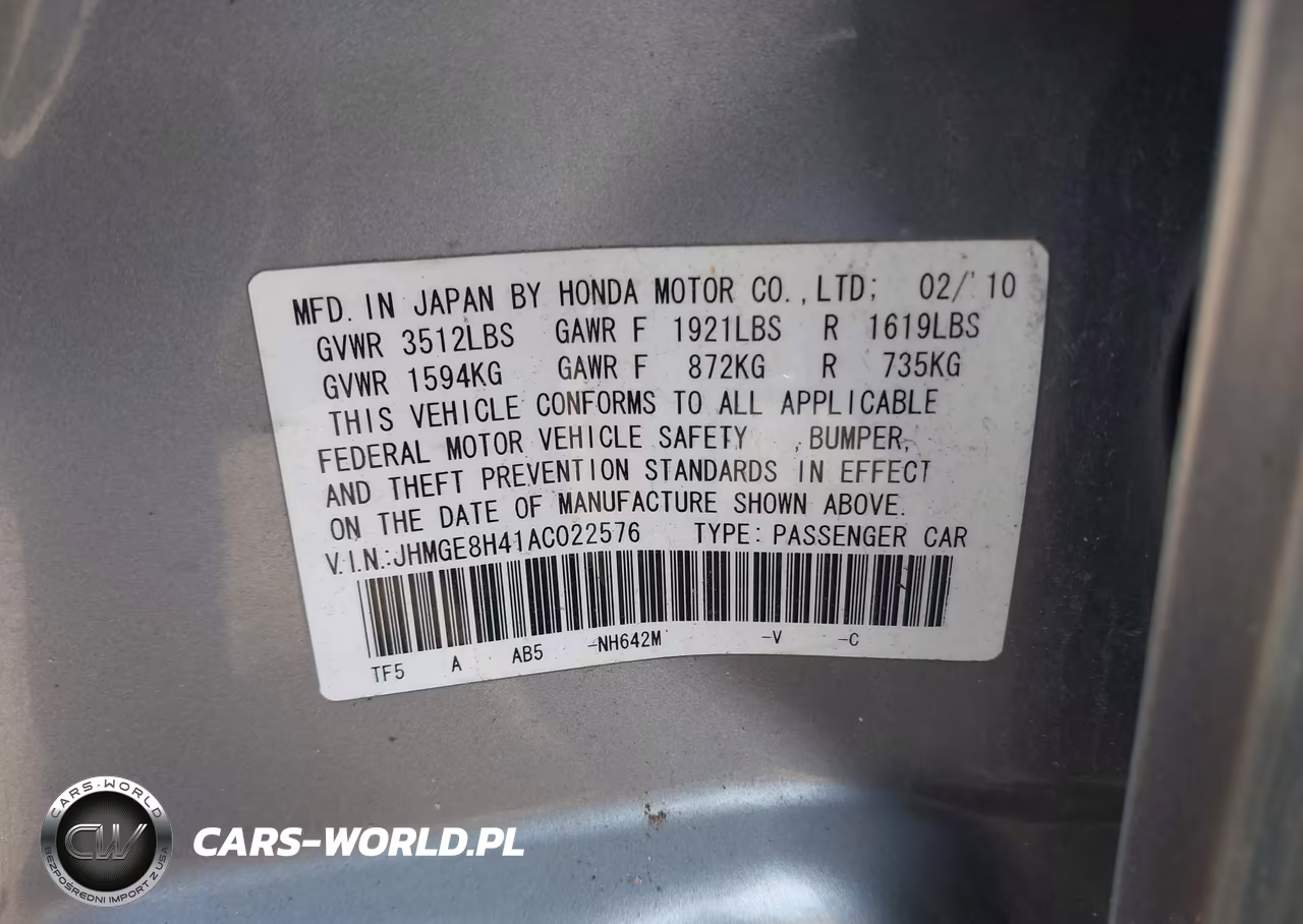 2010 Honda Fit Sport VIN:JHMGE8H41AC022576 - 9