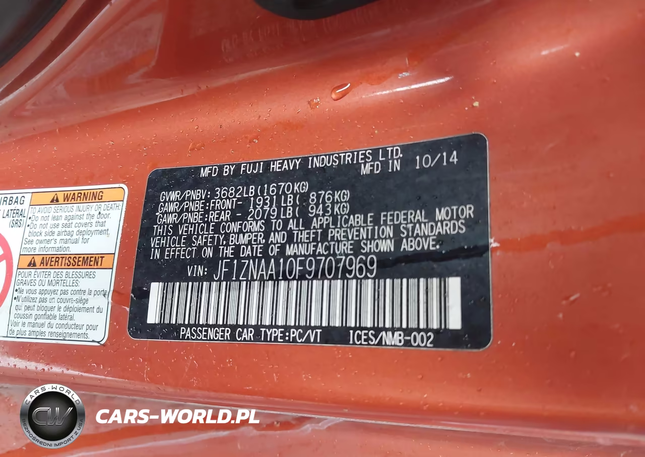 2015 Scion Fr-S VIN:JF1ZNAA10F9707969 - 9