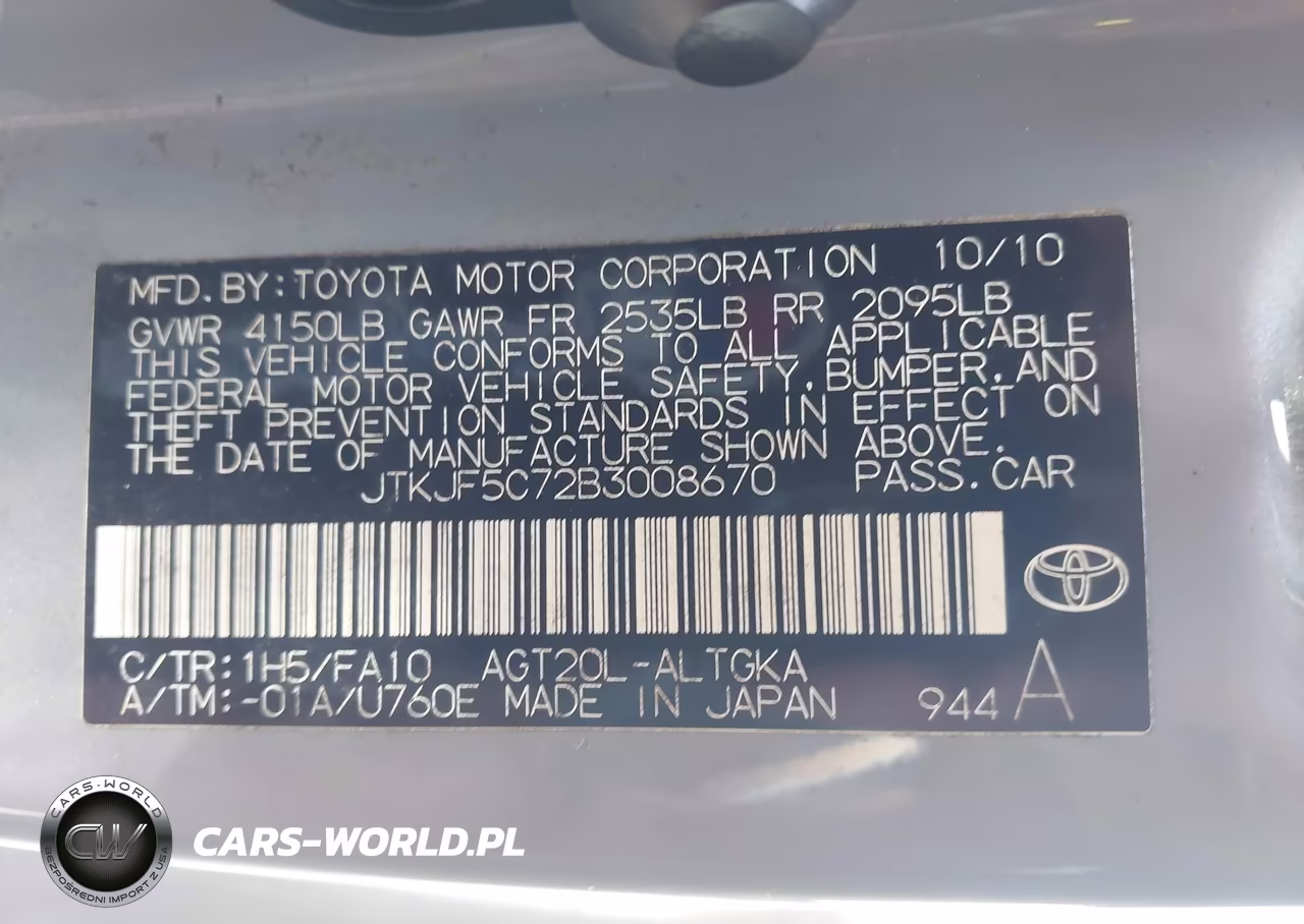 2011 Scion Tc VIN:JTKJF5C72B3008670 - 9