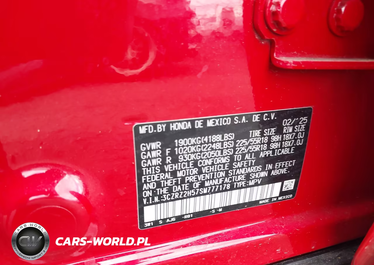 2025 Honda Hr-V Awd Sport VIN:3CZRZ2H57SM777178 - 9