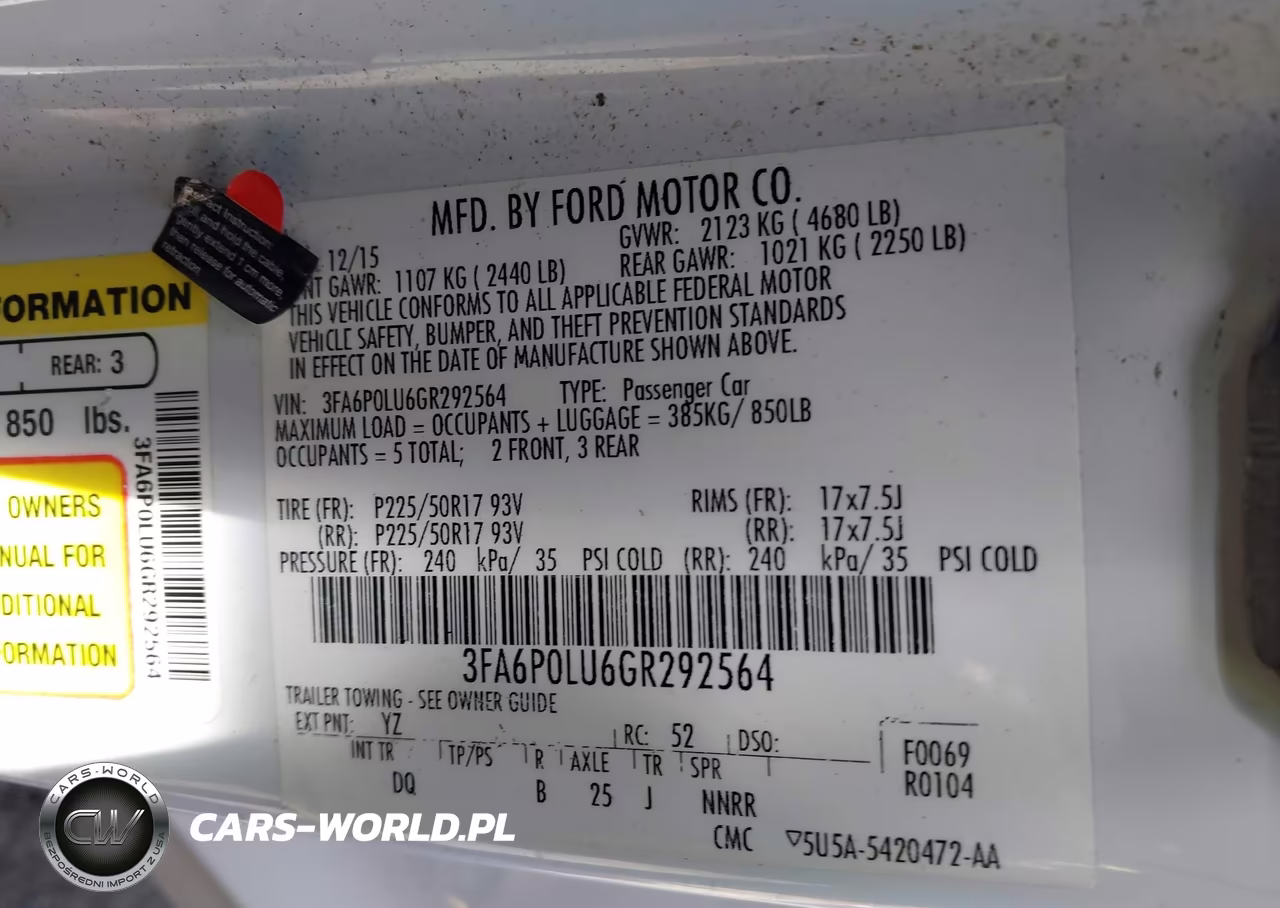 2016 Ford Fusion Se Hybrid VIN:3FA6P0LU6GR292564 - 9