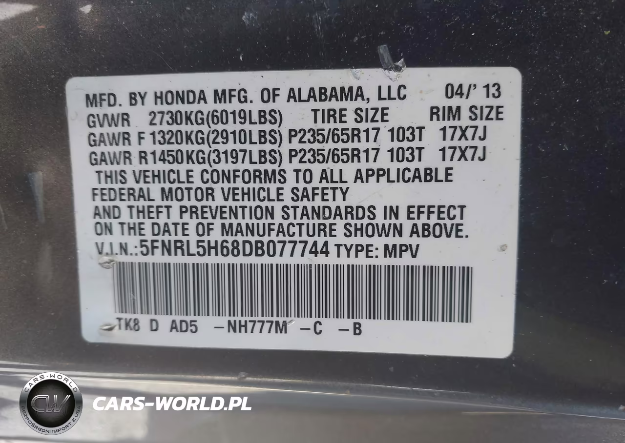 2013 Honda Odyssey Ex-L VIN:5FNRL5H68DB077744 - 9