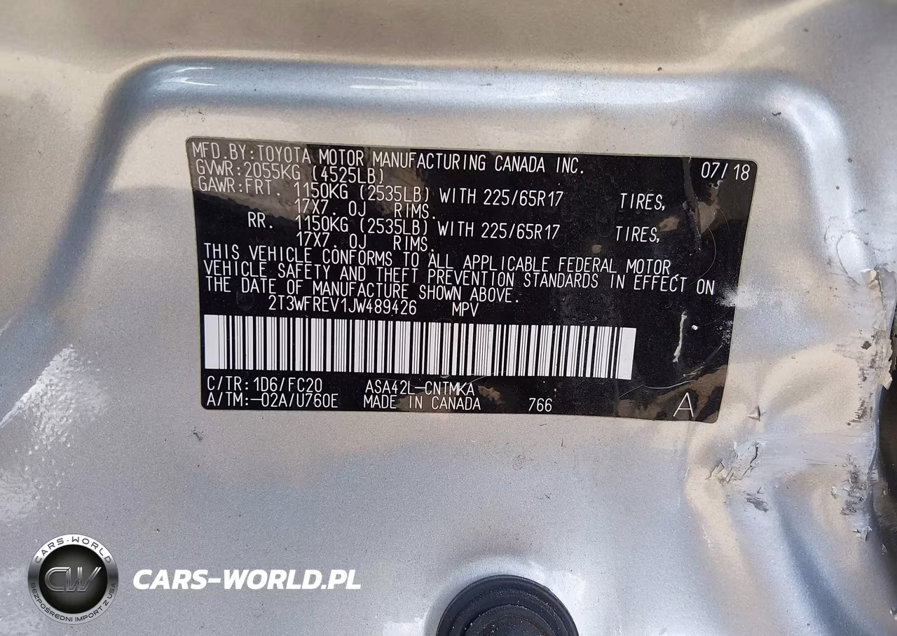 2018 Toyota Rav4 Xle VIN:2T3WFREV1JW489426 - 9