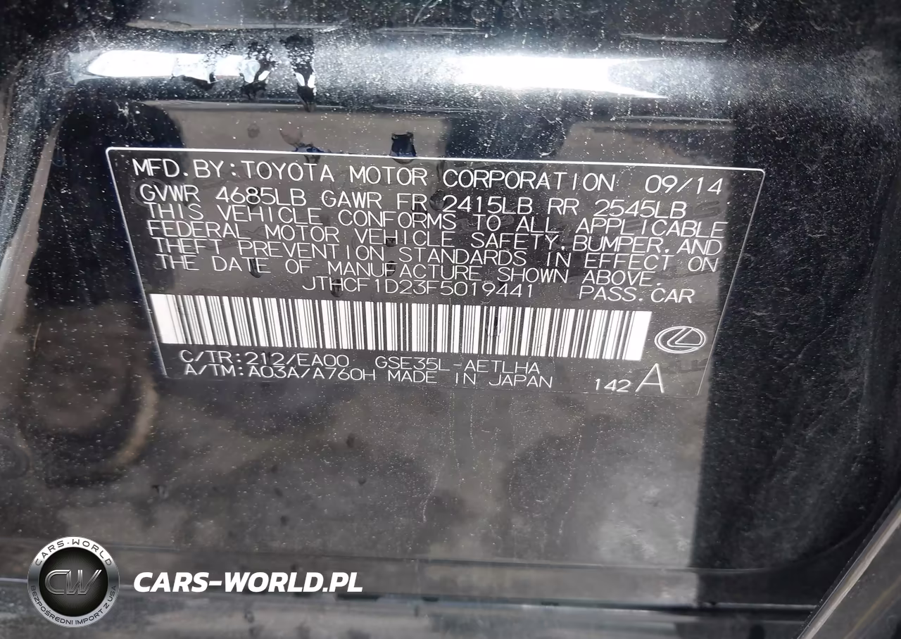 2015 Lexus Is 250 VIN:JTHCF1D23F5019441 - 9