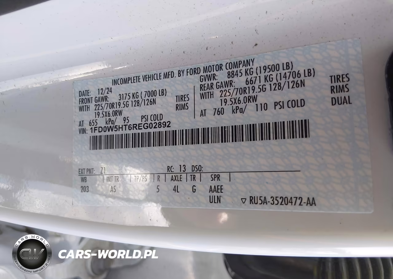 2024 Ford F-550 Chassis Xl VIN:1FD0W5HT6REG02892 - 8