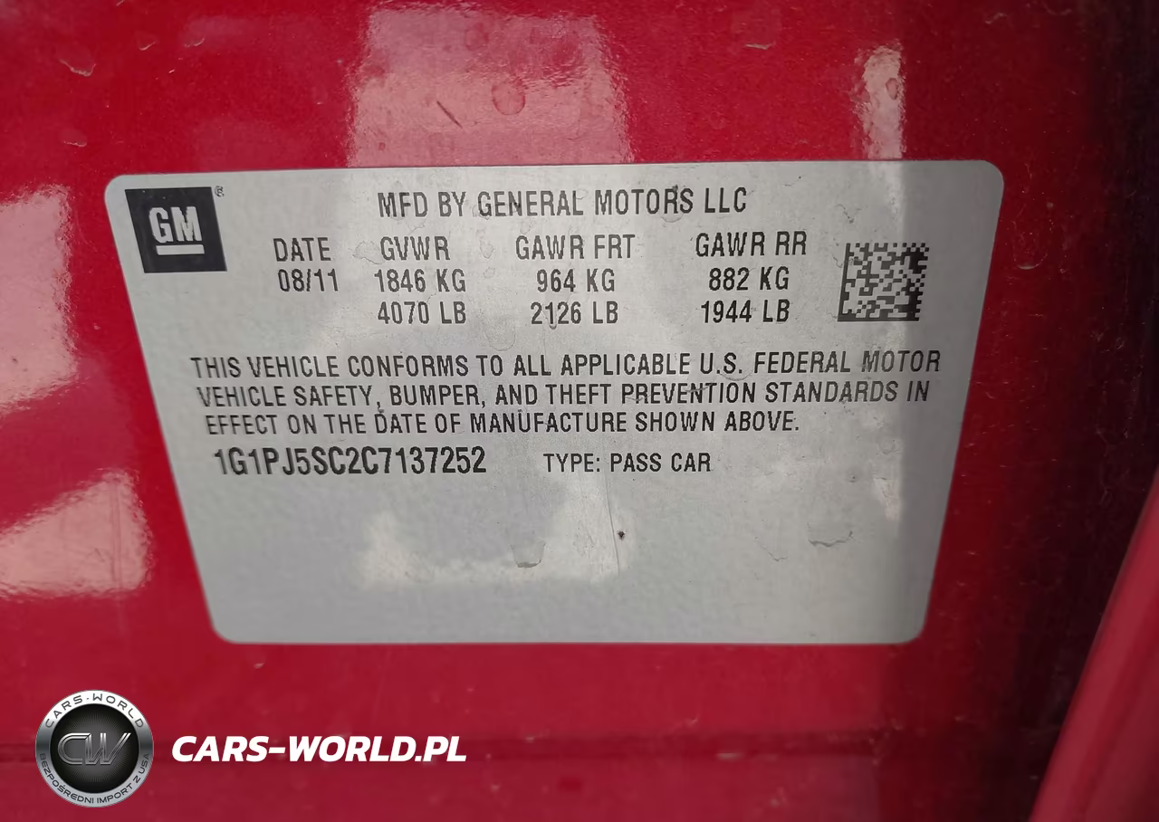2012 Chevrolet Cruze Eco VIN:1G1PJ5SC2C7137252 - 9