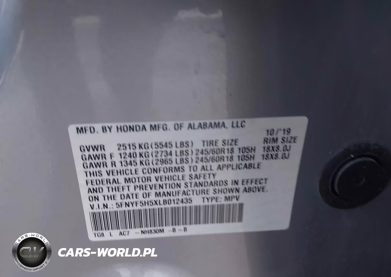 2020 Honda Pilot 2Wd Ex-L VIN:5FNYF5H5XLB012435 - 9
