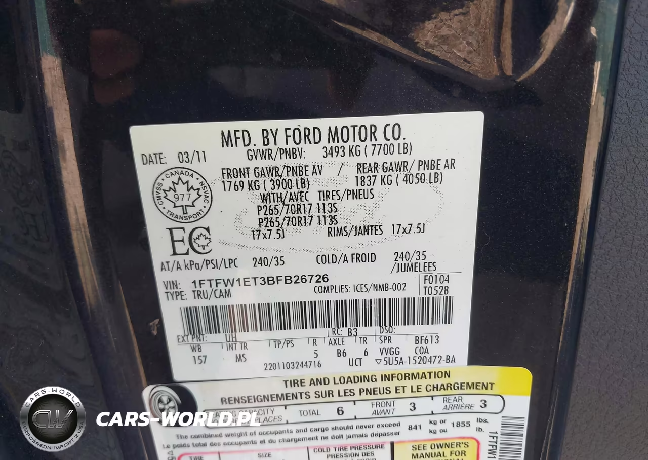 2011 Ford F-150 Xlt VIN:1FTFW1ET3BFB26726 - 9