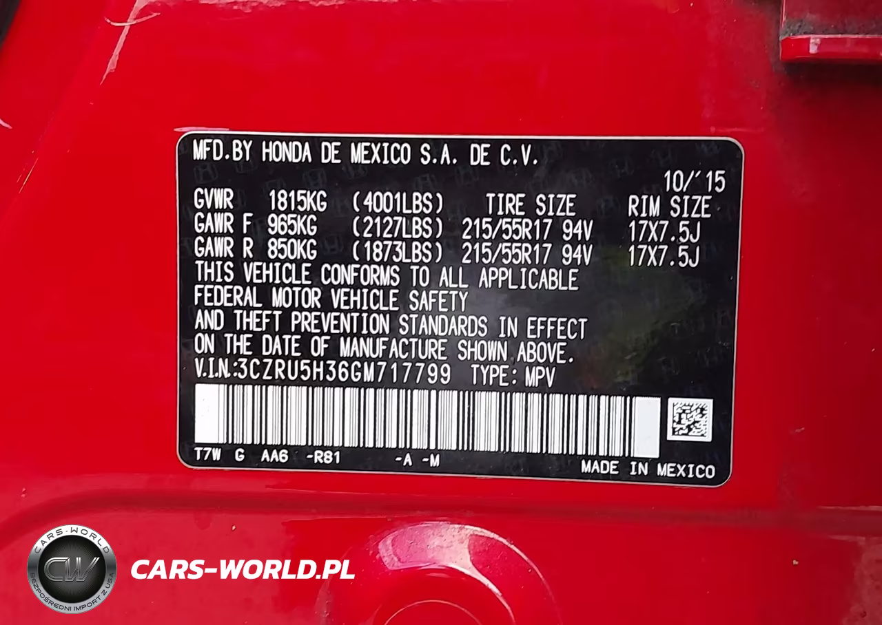 2016 Honda Hr-V Lx VIN:3CZRU5H36GM717799 - 9