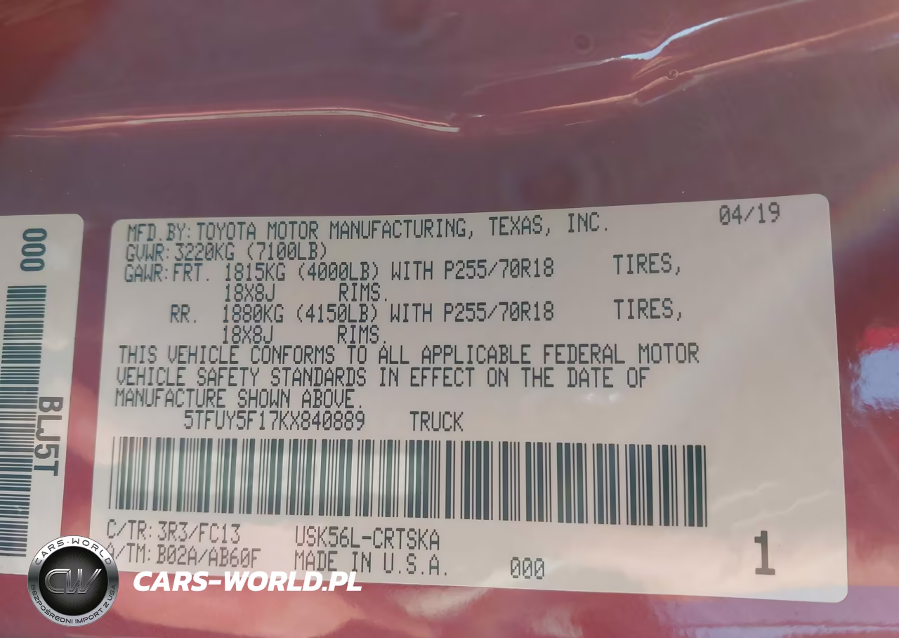2019 Toyota Tundra Sr5 5.7L V8 VIN:5TFUY5F17KX840889 - 9