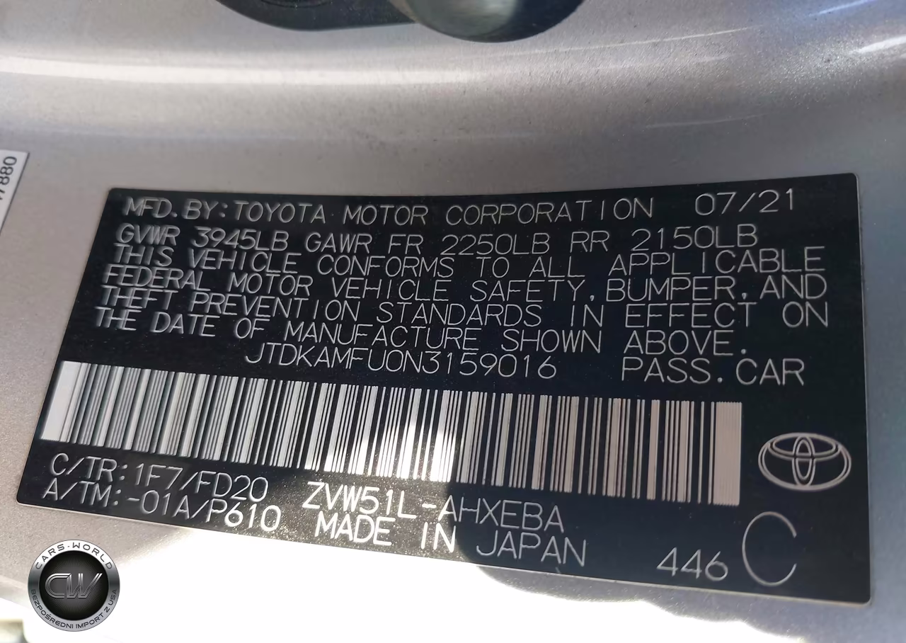 2022 Toyota Prius Le VIN:JTDKAMFU0N3159016 - 9