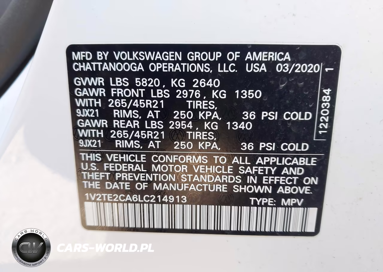 2020 Volkswagen Atlas Cross Sport 3.6L V6 Sel Premium R-Line VIN:1V2TE2CA6LC214913 - 9