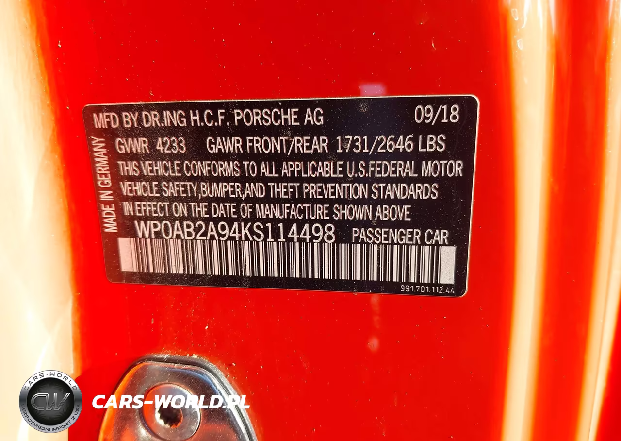 2019 Porsche 911 Carrera Gts VIN:WP0AB2A94KS114498 - 9