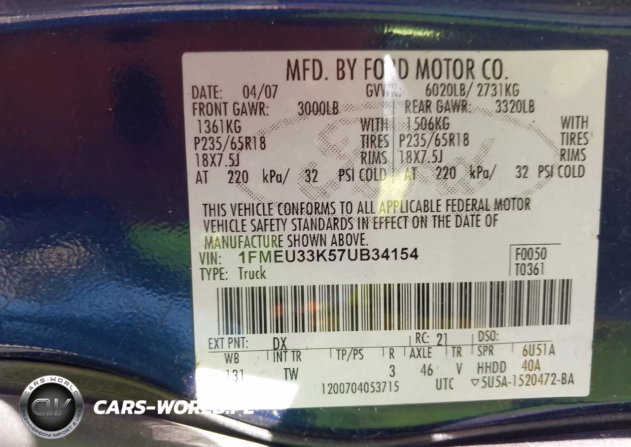 2007 Ford Explorer Sport Trac Limited VIN:1FMEU33K57UB34154 - 9