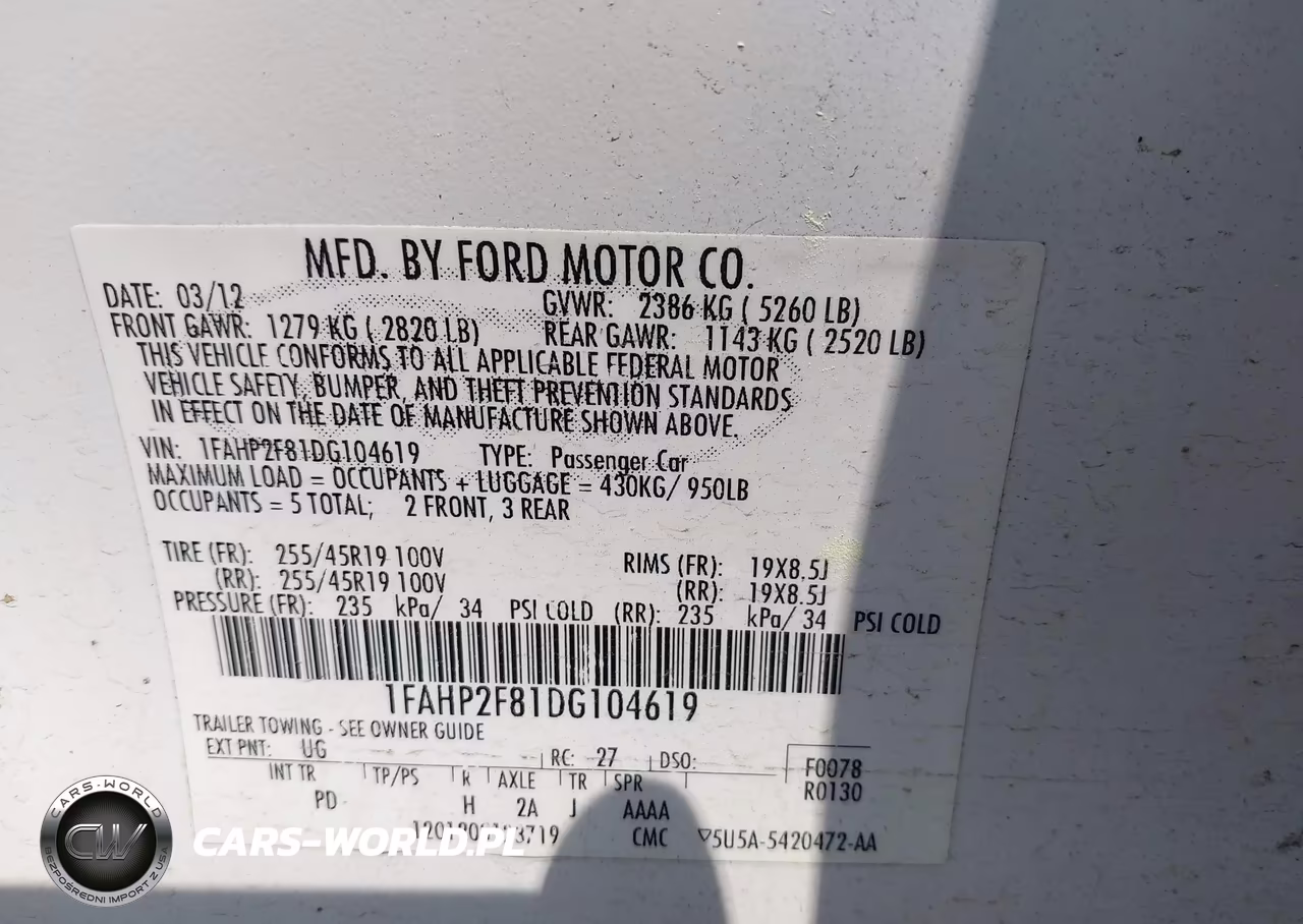 2013 Ford Taurus Limited VIN:1FAHP2F81DG104619 - 9