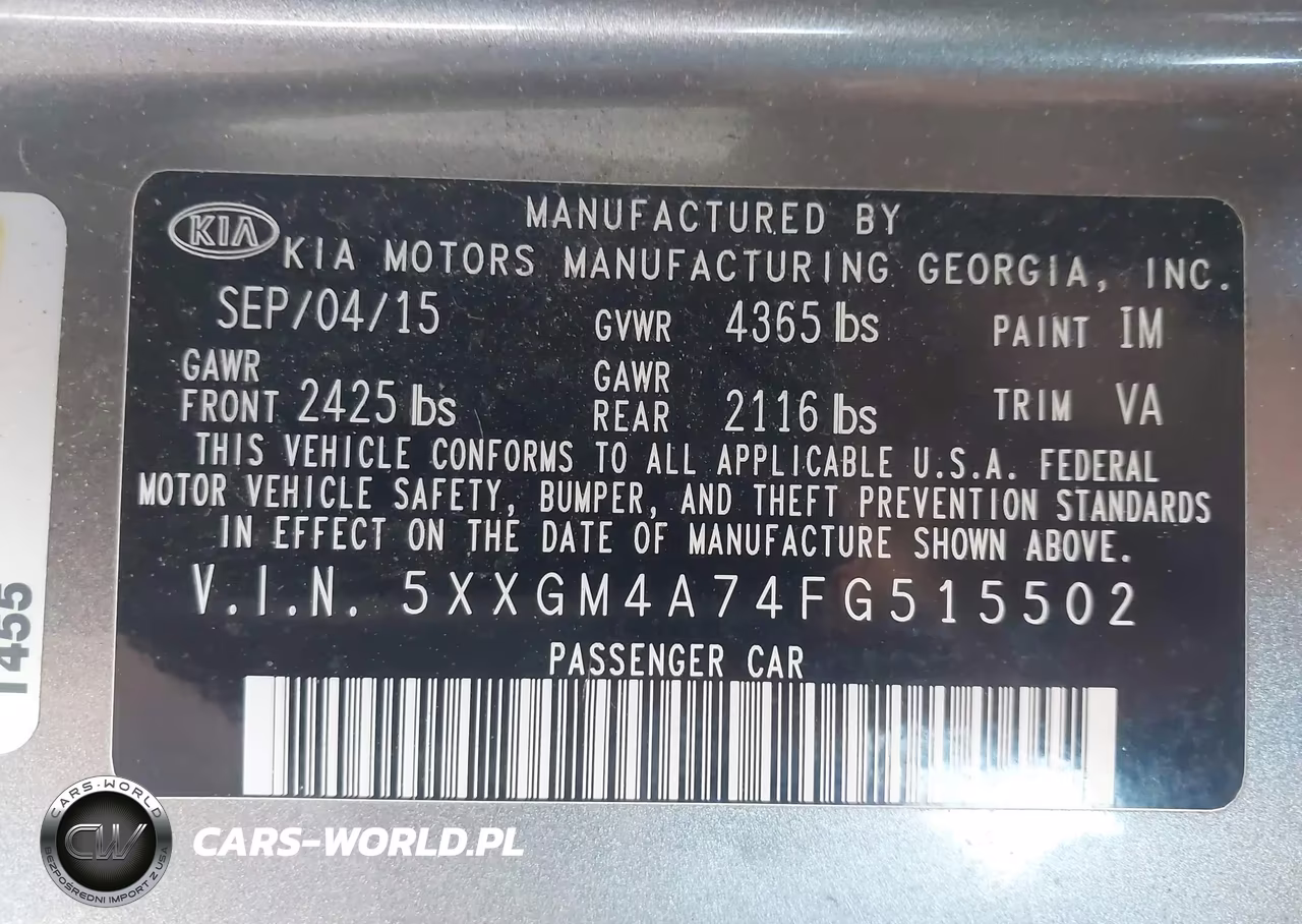 2015 Kia Optima Lx VIN:5XXGM4A74FG515502 - 9