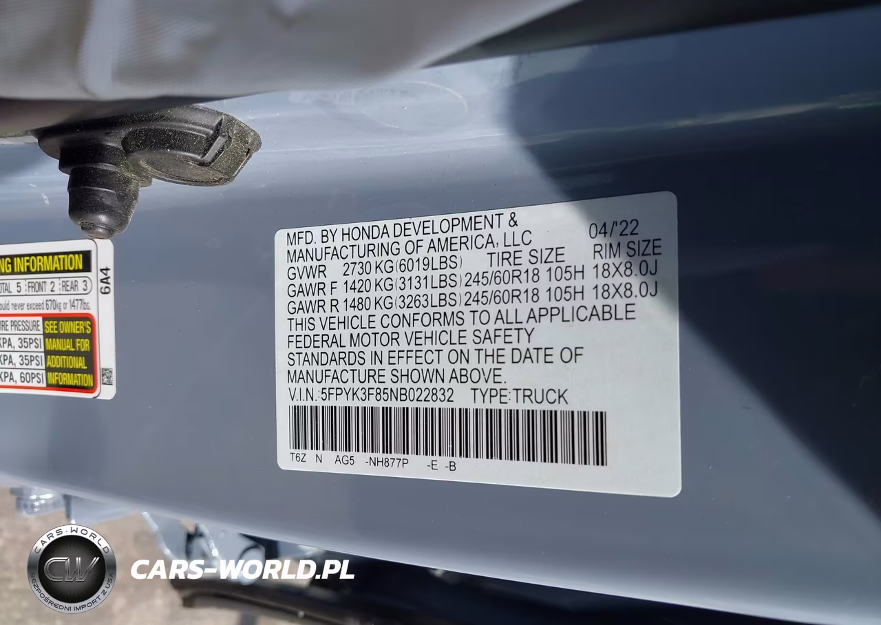 2022 Honda Ridgeline Black Edition VIN:5FPYK3F85NB022832 - 9
