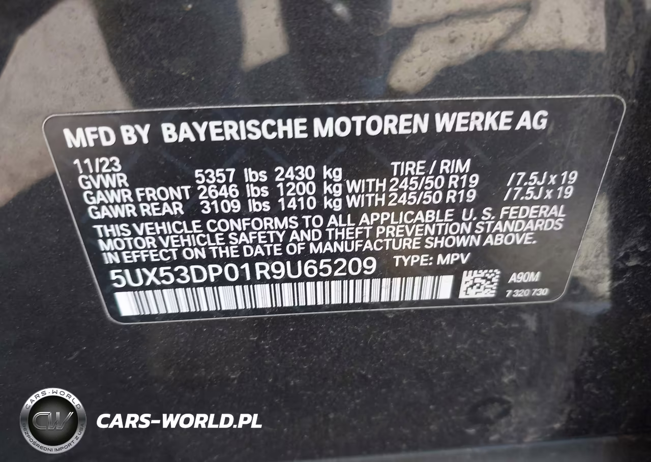 2024 BMW X3 xDrive30I VIN:5UX53DP01R9U65209 - 9