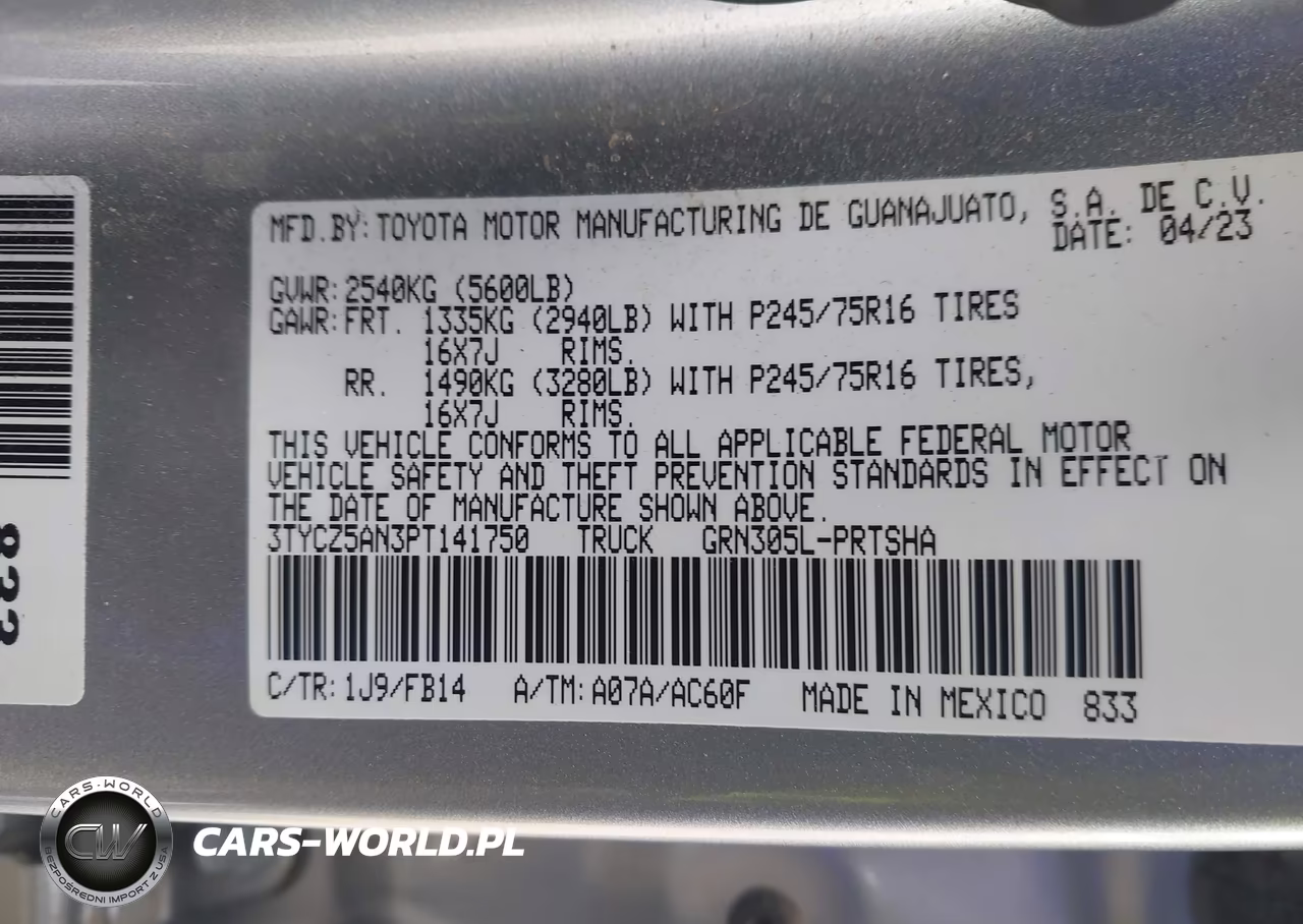 2023 Toyota Tacoma Sr V6 VIN:3TYCZ5AN3PT141750 - 9