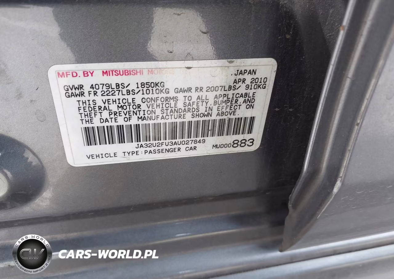 2010 Mitsubishi Lancer Es VIN:JA32U2FU3AU027849 - 9