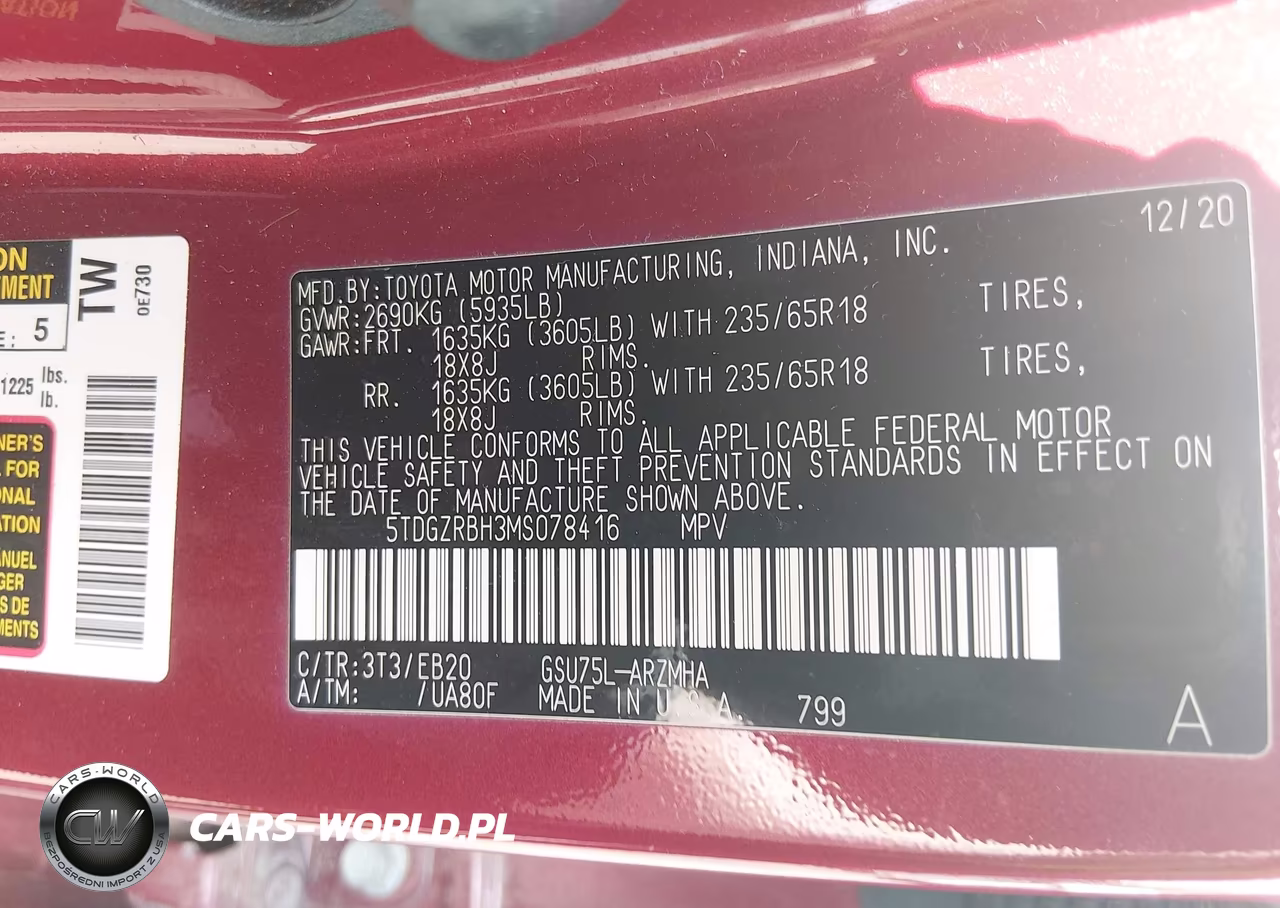 2021 Toyota Highlander Xle VIN:5TDGZRBH3MS078416 - 9