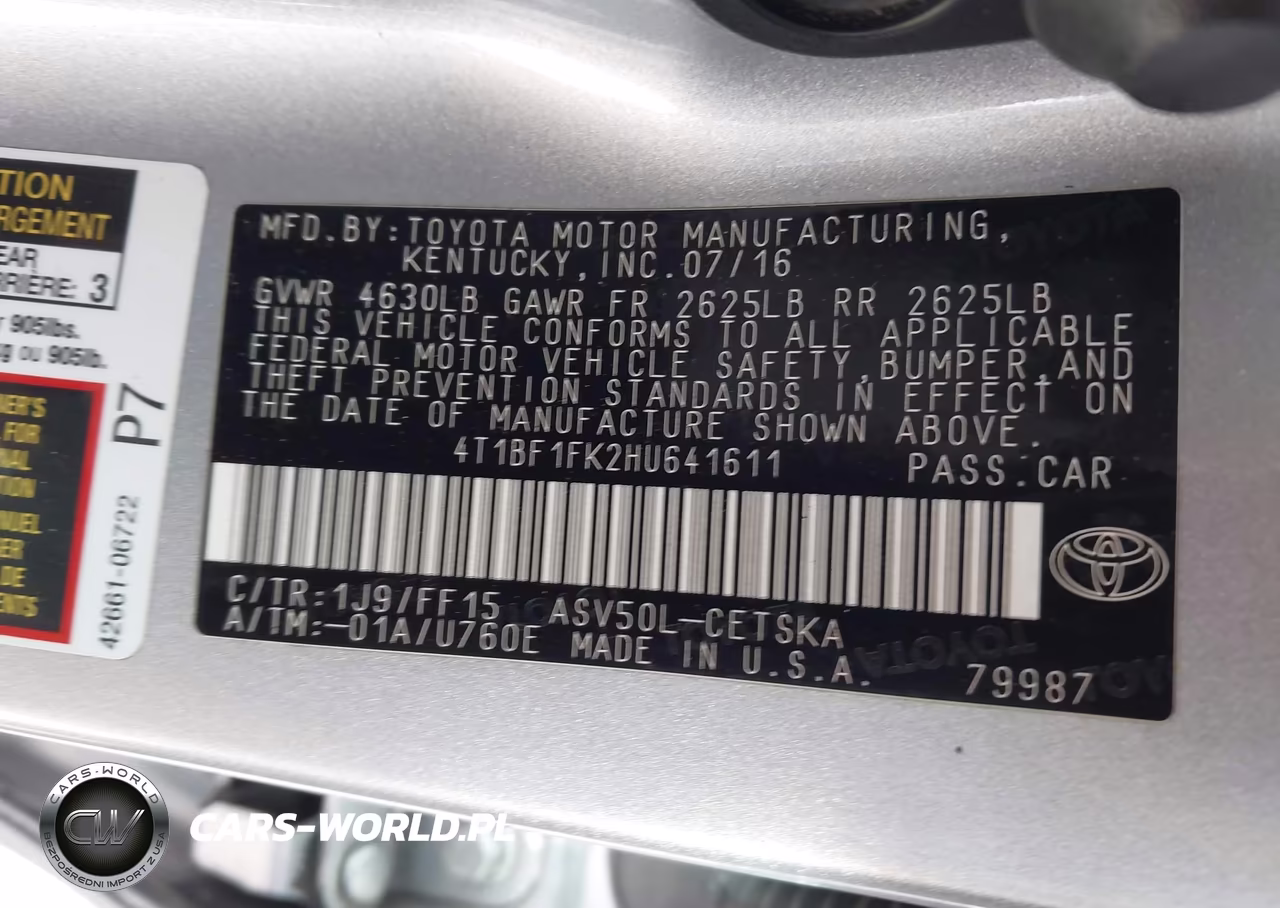2017 Toyota Camry Se VIN:4T1BF1FK2HU641611 - 9